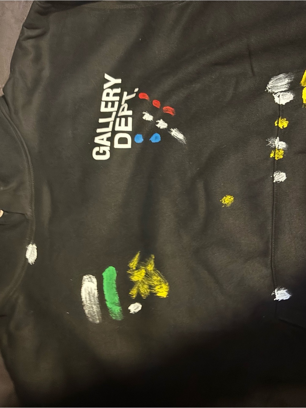 Gallery Dept Black Paint-Splatter Logo Sweatshirt